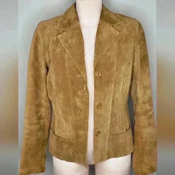 I.e Tan Genuine Leather Suede Jacket Leather Jacket Edgy Womens Size Unknown - Picture 1 of 11